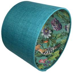 Tropical Bird Lampshade For Ceiling & Table Lamps, Teal, Black Or Pink Linen Drum Light Shade - thumbnail 2