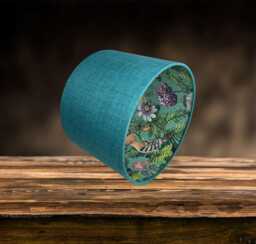 Tropical Bird Lampshade For Ceiling & Table Lamps, Teal, Black Or Pink Linen Drum Light Shade