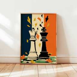 Chess Poster, Strategy Game Wall Art, Print, Modern Decor, Black & White Posters, Chessboard Prints, Gift For Lovers - thumbnail 1