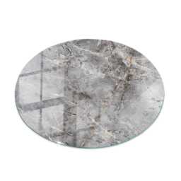 Natural Marble Pattern Glass Table Top, Gray Durable Tempered Tabletop, Round Cover - thumbnail 2