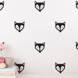Fox Face Wall Decals - Unique Vinyl Decal Set, Nursery Decals, Gold Decor, Cute Woodland Stickers - thumbnail 2
