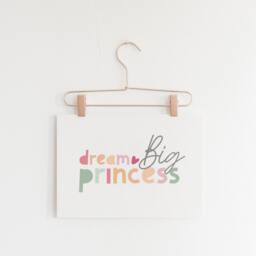 Princess Wall Art, Girls Pastel Nursery Prints, Dream Big Print, Bedroom Decor, Home Decor - thumbnail 2