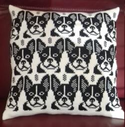 Handmade Knitted French Bulldog Cushion Cover Complete With Infill - thumbnail 1