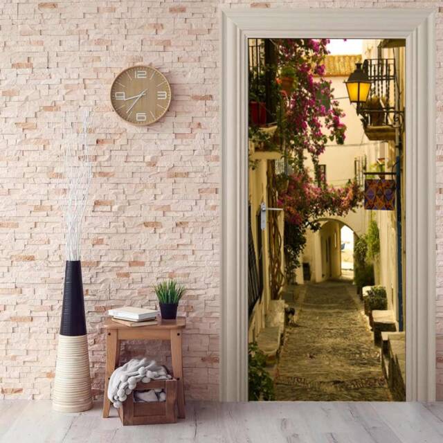 Door Wall Sticker Narrow Street/ Self-Adhesive Vinyl Decal Mural Wallpaper/ Street in The Old Town Sticker/ Peel & Stick - image 1