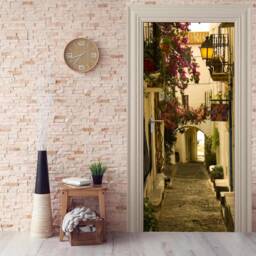 Door Wall Sticker Narrow Street/ Self-Adhesive Vinyl Decal Mural Wallpaper/ Street in The Old Town Sticker/ Peel & Stick - thumbnail 1