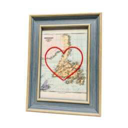 Newfoundland Heart Map - Custom Gift Newfie Anniversary For Him Framed Wedding Vintage Print Hand-Embroidered - thumbnail 3