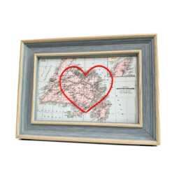 Newfoundland Heart Map - Custom Gift Newfie Anniversary For Him Framed Wedding Vintage Print Hand-Embroidered - thumbnail 2