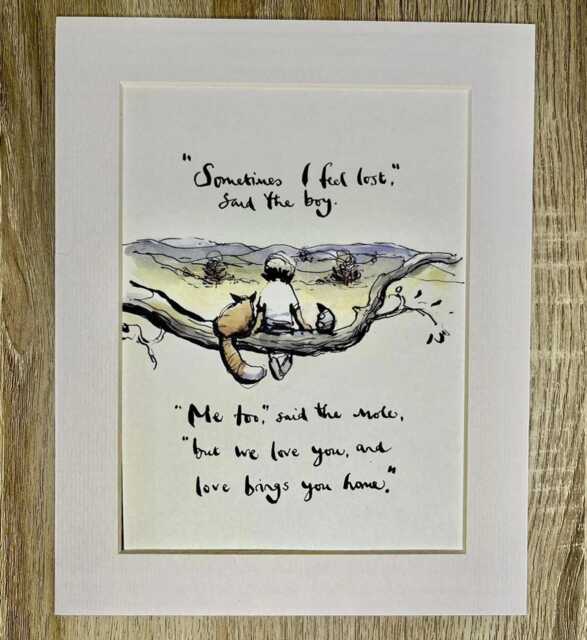 Charlie Mackesy Mounted Print - The Boy, Mole, Fox & Horse Book Page Art - image 1