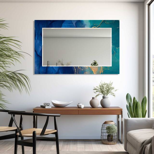 Mirror Wall Decor, For Bathroom, Entryway Hallway Mirror, Luxury Home Living Room Decorative On Tempered Glass - image 1