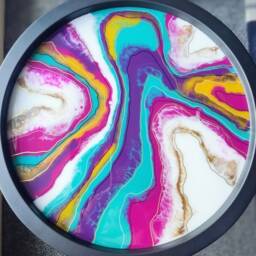 Handmade Geode Resin Tray Table Foldable Portable Side Table - thumbnail 2