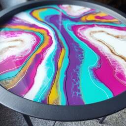 Handmade Geode Resin Tray Table Foldable Portable Side Table - thumbnail 3