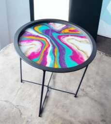Handmade Geode Resin Tray Table Foldable Portable Side Table - thumbnail 1