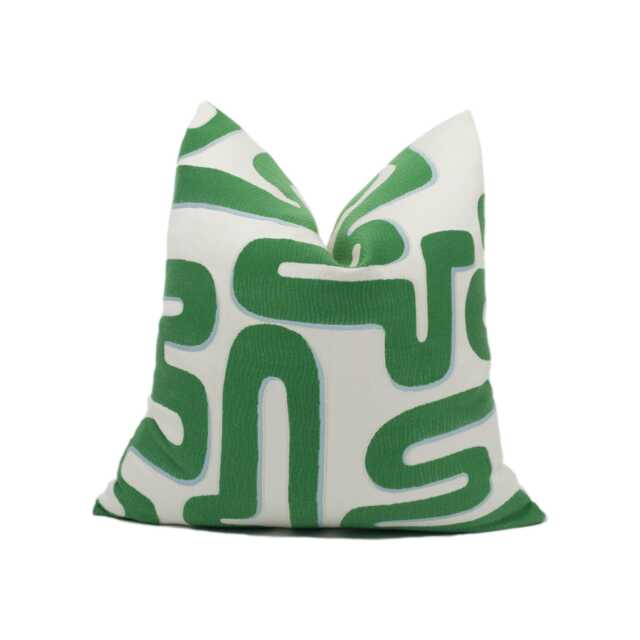Harlequin - Meander Emerald/Aquamarine Bold Contemporary Winding Geometric Cushion Cover Handmade Throw Pillow Designer Home D??cor - image 1