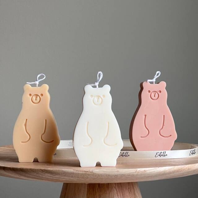 Handmade Teddy Bear Soy Wax Candle Nursery Decor Gift - image 1