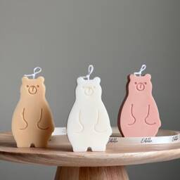 Handmade Teddy Bear Soy Wax Candle Nursery Decor Gift - thumbnail 1