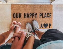 Our Happy Place Doormat With Initials, Housewarming Gift, Closing Gift - thumbnail 1