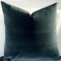 Robert Allen Beacon Hill Lady Elsie Italian Decorative Designer Aegean Grey Dark Blue Teal Velvet Pillow Cover 18 19 20 22 24 - thumbnail 2