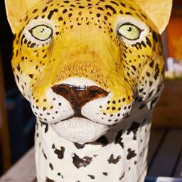 Paper Mach?? Leopard Head, Faux Taxidermy, Wall Decor Mask - thumbnail 3