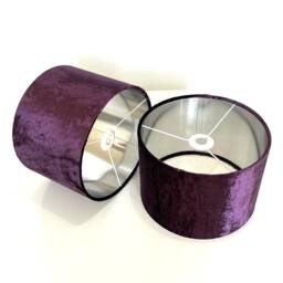 New Luxury Velvet Ultra Shine Two Tone Aubergine Double Shaded Lamp Shade & Pendant Light With Metallic Panels Lining - thumbnail 4