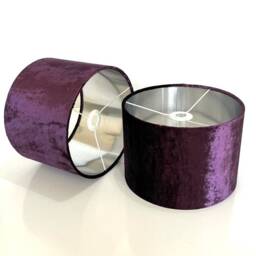 New Luxury Velvet Ultra Shine Two Tone Aubergine Double Shaded Lamp Shade & Pendant Light With Metallic Panels Lining - thumbnail 3
