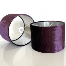 New Luxury Velvet Ultra Shine Two Tone Aubergine Double Shaded Lamp Shade & Pendant Light With Metallic Panels Lining - thumbnail 2