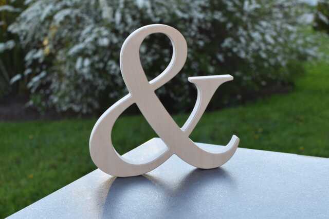 8'' Wood Ampersand For Rustic Wedding Decor, Wooden Photo Prop, Free Standing Or Wall Hanging Ampersand, Home Decor - image 1
