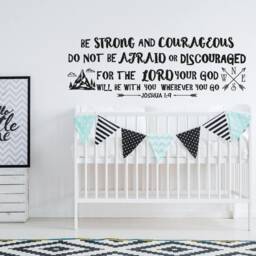 Be Strong & Courageous Wall Decal Joshua 19 Quote Decals Vinyl Sticker Quotes Nursery Decor Art Bible Verse Boy Room - thumbnail 2
