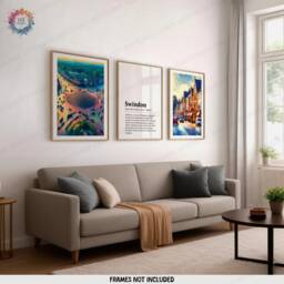 Swindon Poster Prints - Set Of 3 Posters - Watercolour Wall Art Decor Travel Hanging England Artwork Gift UK Painting - thumbnail 2