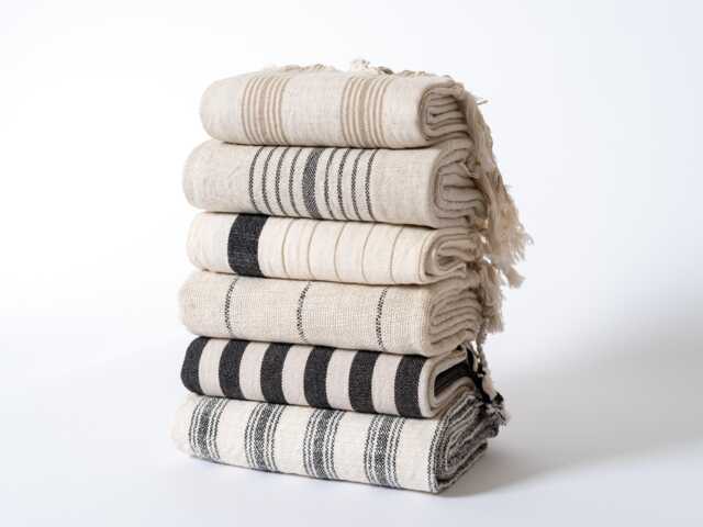 Customize Turkish Towel Set, Linen Cotton Hand Towel, Colorful Tea Striped Kitchen Lightweight - image 1
