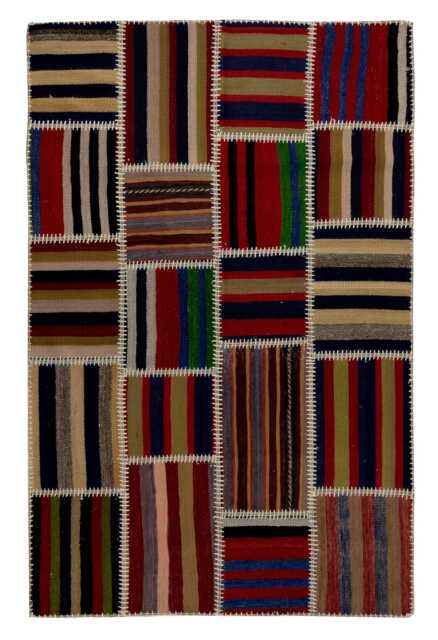 Multicolor Turkish Patchwork Rug Handmade Kilim Rug - 4' X 6' - image 1