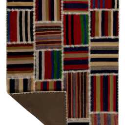 Multicolor Turkish Patchwork Rug Handmade Kilim Rug - 4' X 6' - thumbnail 2