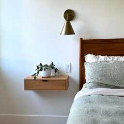 Custom Size Solid Wood Floating Bedside Table, Nightstand Scandinavian Wall Console - thumbnail 2