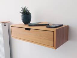 Custom Size Solid Wood Floating Bedside Table, Nightstand Scandinavian Wall Console - thumbnail 1