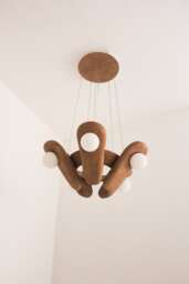 Handmade Clay Pendant Light, Five Petal Chandelier, Medium - thumbnail 1