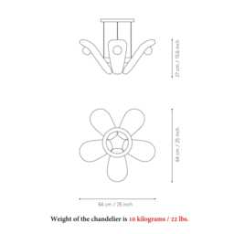 Handmade Clay Pendant Light, Five Petal Chandelier, Medium - thumbnail 3