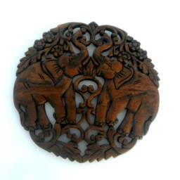 Wood Carving Elephant, Hand Carved Wooden Driftwood Elephant Art, Figurine, Home Wall Decor/Gift - thumbnail 4