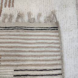 Custom Boujad Wool Rug - Abstract Black & White Moroccan Carpet - thumbnail 4