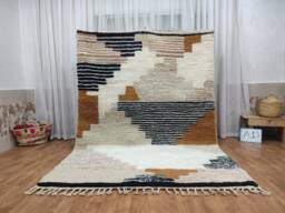 Custom Boujad Wool Rug - Abstract Black & White Moroccan Carpet - thumbnail 1