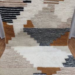 Custom Boujad Wool Rug - Abstract Black & White Moroccan Carpet - thumbnail 3
