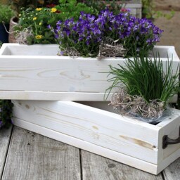 Flower Box Made Of Solid Wood - Colour White Vintage Flower & Plant in Small For Indoors - thumbnail 3