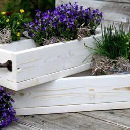 Flower Box Made Of Solid Wood - Colour White Vintage Flower & Plant in Small For Indoors - thumbnail 2