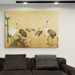 Vintage Japanese Cranes Art Print - Bamboo Canvas Or Poster - thumbnail 2