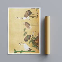 Vintage Japanese Cranes Art Print - Bamboo Canvas Or Poster - thumbnail 3