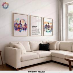 Glasgow Poster Prints - Set Of 3 Posters - Scotland Travel Wall Art UK Home Decor Artwork Gifts Watercolour Painting Design Print - thumbnail 2