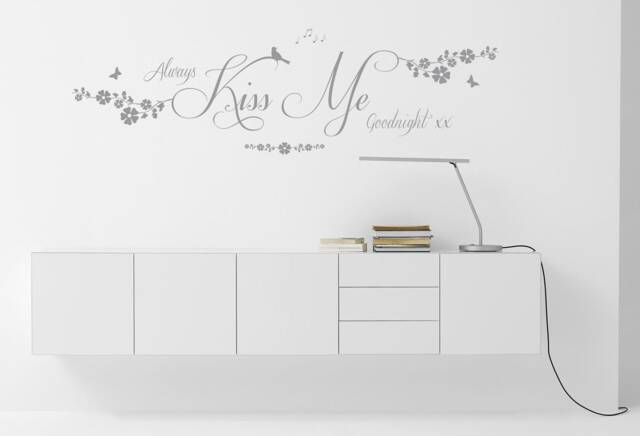 Always Kiss Me Goodnight Nature Quote - Matt Vinyl Wall Art Sticker Decal Mural. Bedroom Decor, Love Quote - image 1