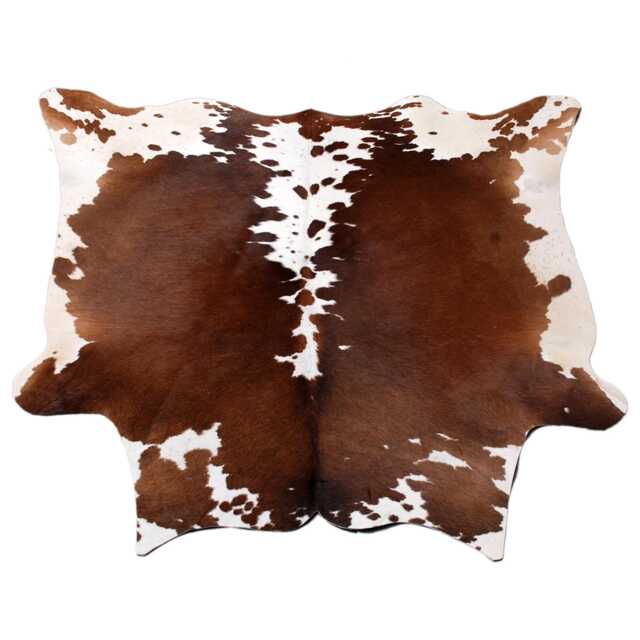 Authentic Medium Dark Brown & White Cowhide Rug - Luxurious Hair-On Leather For Sophisticated Spaces - 46x48 Inches - image 1