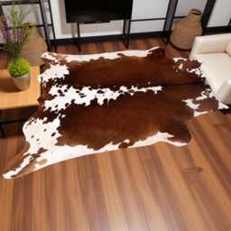 Authentic Medium Dark Brown & White Cowhide Rug - Luxurious Hair-On Leather For Sophisticated Spaces - 46x48 Inches - thumbnail 3