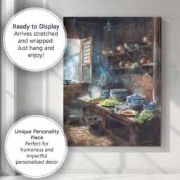 Rustic Chinese Country Kitchen Watercolour Culinary Interior Canvas Wall Art Print Decor Picture Ready To Hang - thumbnail 3