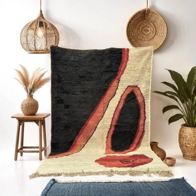 Artistic Beni Ourain Rug Handmade Moroccan Wool Rug - image 1