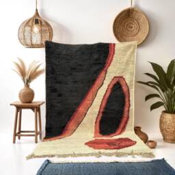Artistic Beni Ourain Rug Handmade Moroccan Wool Rug - thumbnail 1